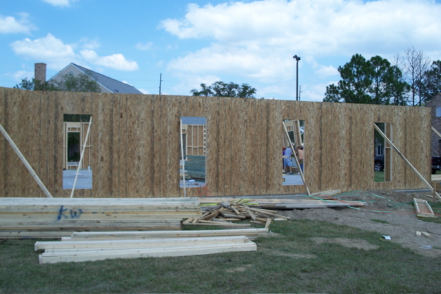 Temporary bracing applied to keep walls plumb