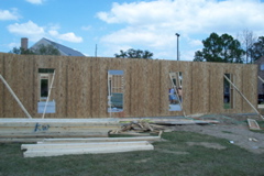 Temporary bracing applied to keep walls plumb